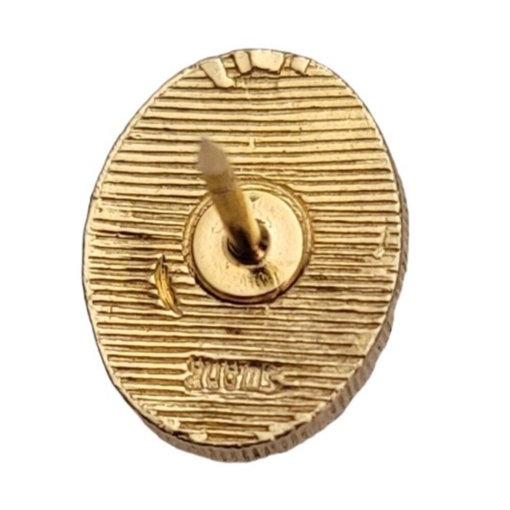 Swank Gold Tone Vitrail Rivoli Rhinestone Oval Tie Tack Pin Clip, Signed E863 - Picture 5 of 8